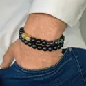 Zestaw Bransoletka męska bogactwo ochrona równowaga cytryn hematyt agat 8mm